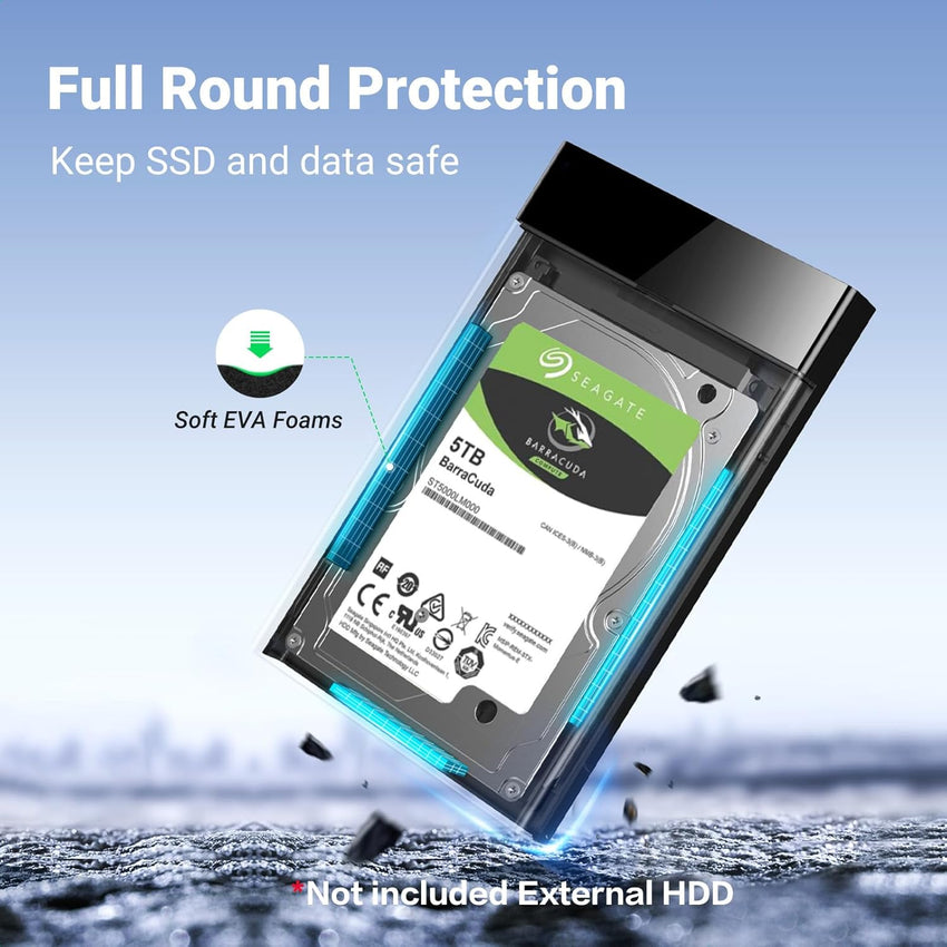 UGREEN 2.5 Inch Hard Drive Enclosure, 5Gbps SSD Enclosure, External USB 3.0 SATA HDD Caddy, SSD Reader UASP Supported, Hard Drive Caddy Compatible with 2.5 Inch SSD HDD EVO 870 WD Crucial Drive