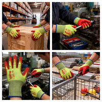 Cut-Resistant Work Gloves Nitrile Palm Enhanced Grip Red/Hi Vis Yellow L 2pc