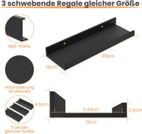 upsimples 3-Pack Floating Wall Shelves for Room Decor Ã¢ÂÂ Black 80CM