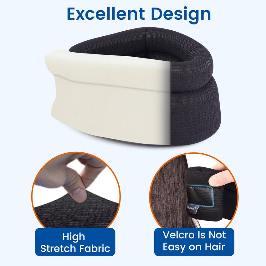 Willcom Neck Support Collar-Foam Cervical Collar, Soft Neck Brace for Pain, Torticollis, Cervicorrect and Posture Corrector- Can Be Used During Sleep, Travel and Rest (Black, Large, 14-16.5 Inch)
