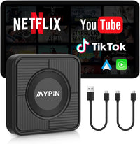 MYPIN Wireless CarPlay Adapter, Android Auto Wireless Adapter, Plug & Play Video Adapter, Built-in Netflix YouTube, Support TF Card, Cable USB A/C, Compatible with iOS 10+/Android 11+