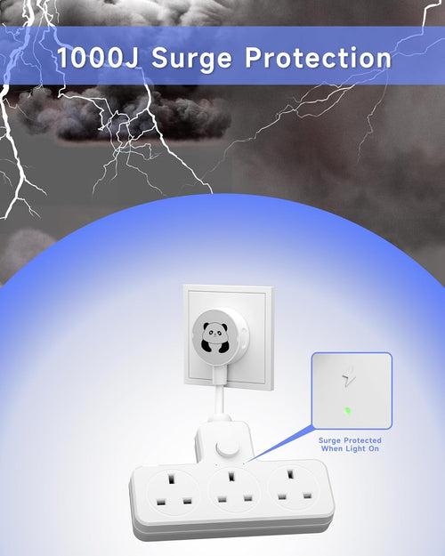 LIPWEL Plug Extension Socket 3 Way Multi Plug Adapter UK Multiplug Socket Extension Lead Surge Protected 1000J Heavy Duty 13A Power Strip Main Switch, Rotating Connector, White