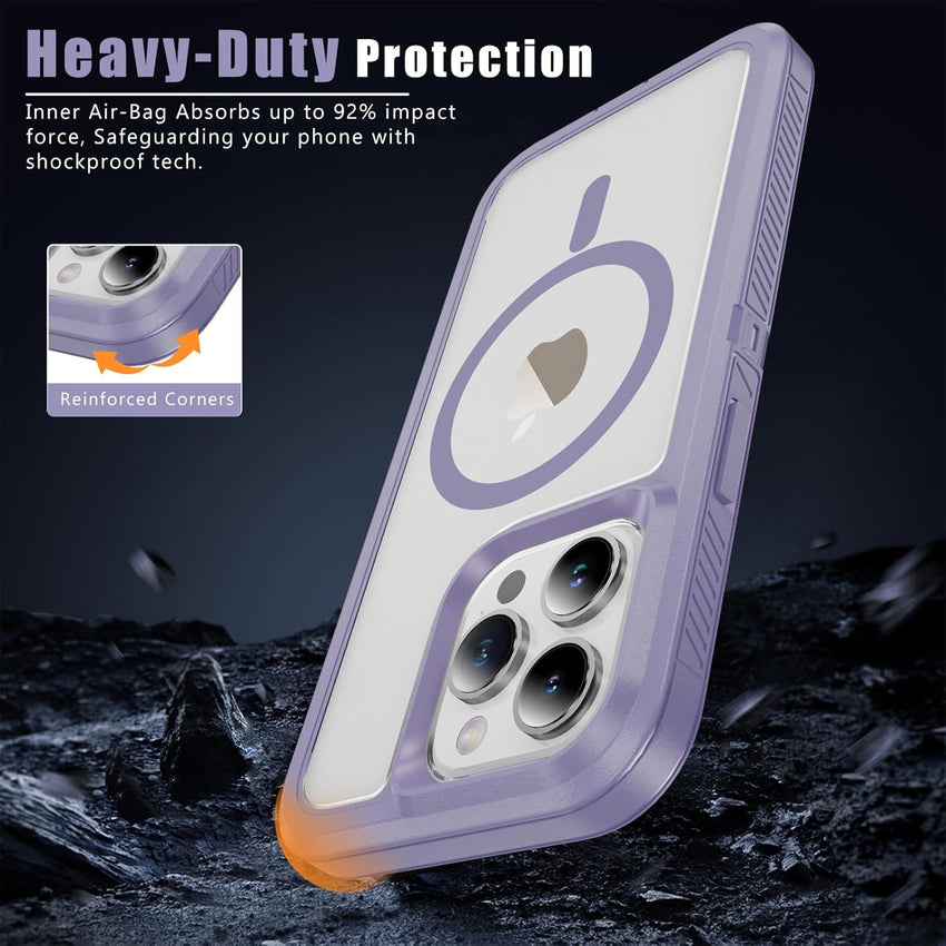Ethanger for iPhone 13 Pro Max Case Shockproof Military Grade Protective Cover Compatible with MagSafe Heavy Duty Hard Back TPU Bumper Magnetic Phone Case, Light Purple