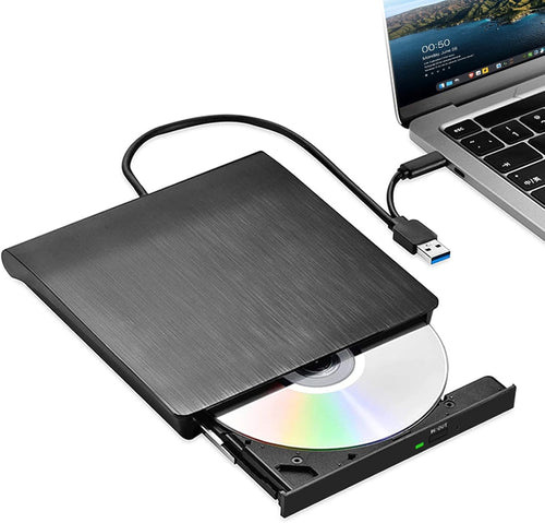ZZOSRDR External CD DVD Drive, Type-C & USB 3.0 Portable Optical DVD Drive, CD DVD Player RW Writer Burner Reader for Laptop, Desktop, PC, Mac, IOS, Windows 11/10 / 8/7 / XP/Linux/Vista