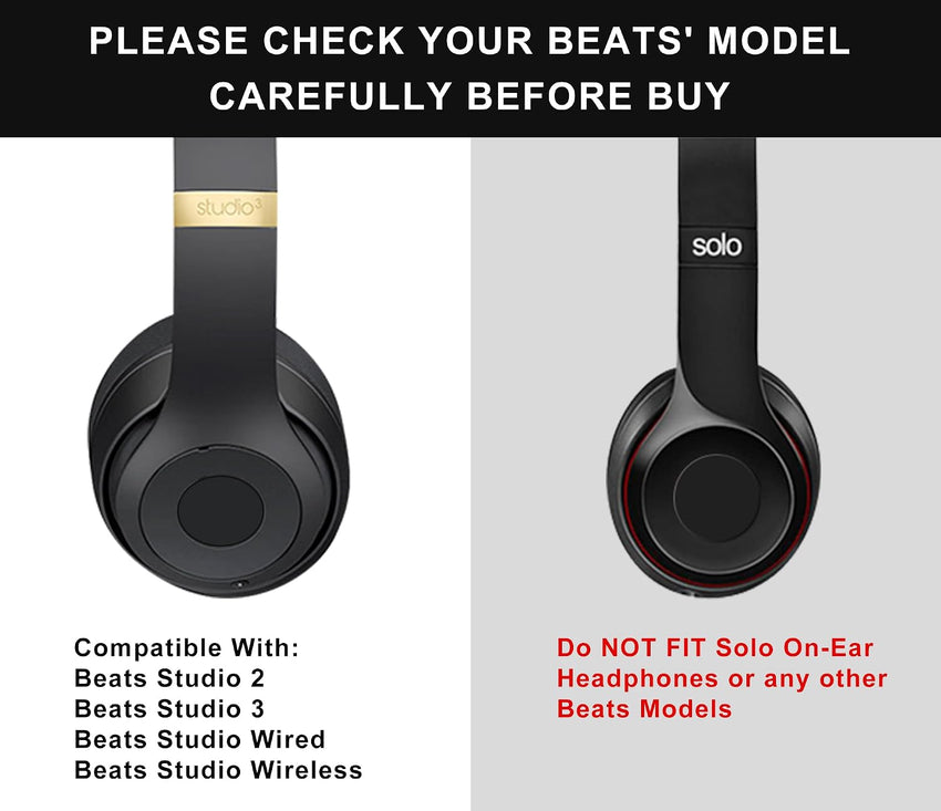 Link Dream Beats Studio 2.0/3 Replacement Earpads, Memory Foam Ear Cushions for Beats Headphones (Black, Gray Faux Leather)