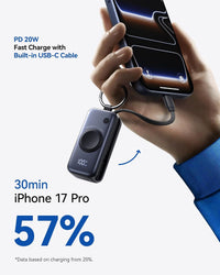 INIU Power Bank, 5000mAh Portable Charger for Apple Watch, 20W PD Fast Charging with Built-in USB C Cable, Travel Gadget Battery Pack for Apple Watch Ultra 11 10 9 8 7 6 SE, iPhone 17 16 15 Air, etc.