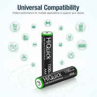 HiQuick 16 x AAA Batteries, Rechargeable 1100mAh Ni-MH Battery High Capacity Performance 1200 Tech 1.2V NiMH AAA Rechargeable Battery | 1.2V Triple A Battery, Pre-charged, Recycled, High-Capacity, Low Self Discharge,Ideal for Remotes Toys Clocks Cameras