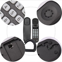 Corded House Phones Landline, Wall/Desk Mountable, Dial Pad on Base, Last Number Redial, Pause, Flash, Black
