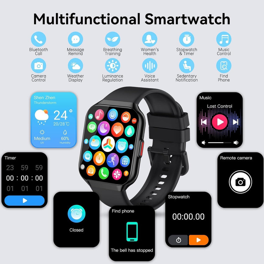 Smart Watch for Men Women Answer/Make Calls, 1.96" HD Touch Screen Fitness Watch with Heart Rate/Sleep Monitor, Step Counter, IP68 Waterproof Smartwatchc,113+ Sports Activity Trackers for Android/iOS