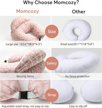 momcozy Nursing Pillow With Breastfeeding - Ergonomic Support & Original Security Fence to Baby' Safety - Making Breastfeeding Easy and Comfort for Mom & Baby - Removable Cotton Cover, Pink