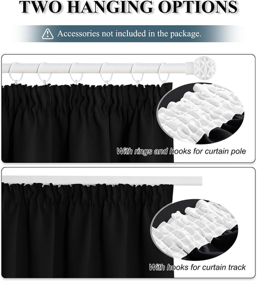 Blackout Curtain Thermal Extra Wide Pencil Pleat for Hotel Black 94 x 96 Inch