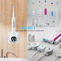 Wireless Electric Toothbrush Wall Charger Compatible with Oral-B/Philips Sonicare/AquaSonic,Universal Compatibility for Inductive Electric Toothbrush Models, IPX7 Waterproof, Portable (White1)