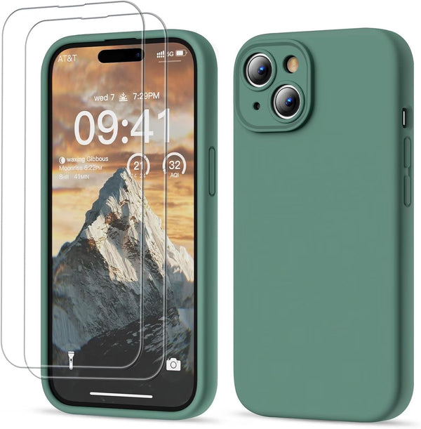 GOODVISH 3 IN 1 for iPhone 16 Pro Max Case 6.9 inch, Upgraded Camera Protection, 2 Pack HD Screen Protector, Liquid Silicone Anti-Scratch Shockproof Gel Rubber Non-Fingerprint Phone Case, Black