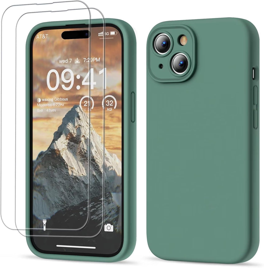 GOODVISH 3 IN 1 for iPhone 16 Pro Max Case 6.9 inch, Upgraded Camera Protection, 2 Pack HD Screen Protector, Liquid Silicone Anti-Scratch Shockproof Gel Rubber Non-Fingerprint Phone Case, Black