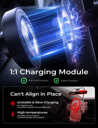 LISEN for Magsafe Car Mount Charger [15W Top Charge] Magnetic Car Phone Holder for iPhone 17 Pro Max Wireless Charger Phone Holder For iPhone 17 Pro Max Air 16 15 14 Magsafe Accessories Non Slip Mat