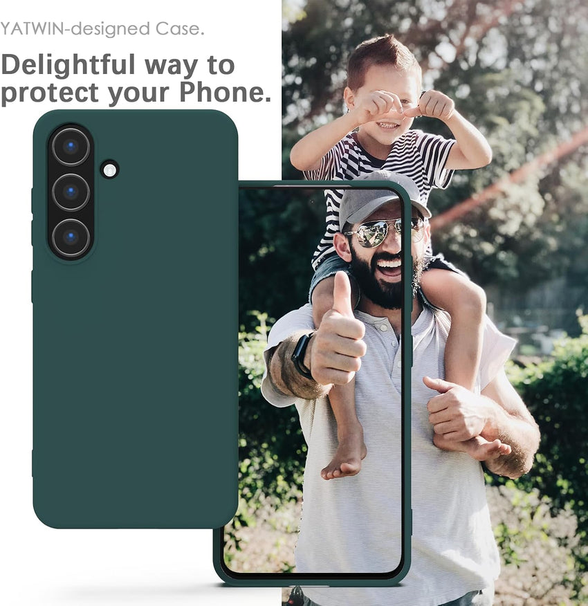 YATWIN Silicone Case for Samsung Galaxy S23 FE 5G, Soft-Touch, Shockproof, DustProof, Antiskid Full Body Armour Phone Cover for Samsung Galaxy S23 FE 5G - Dark Green