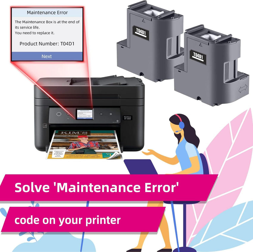 ATTA Compatible T04D1 Ink Maintenance Box for Epson C13T04D100 Work with EcoTank ET-15000 ET-2760 ET-3760 ET-4760 ET-3700 ET-3750 ET-4750 ET-5150 Workforce WF-2860 (1-Pack)