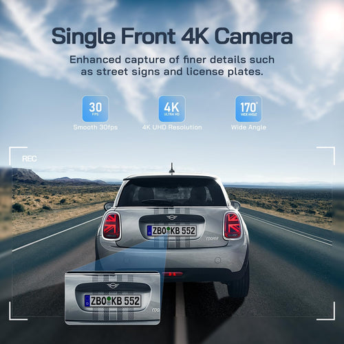 WOLFANG 4K Dash Cam Front and Rear WiFi Dashcam, Dual Car Camera Dash Cam with Super Night Vision, Loop Recording, G-Sensor, 170 Wide Angle, Parking Guard, with SD Card, APP Control