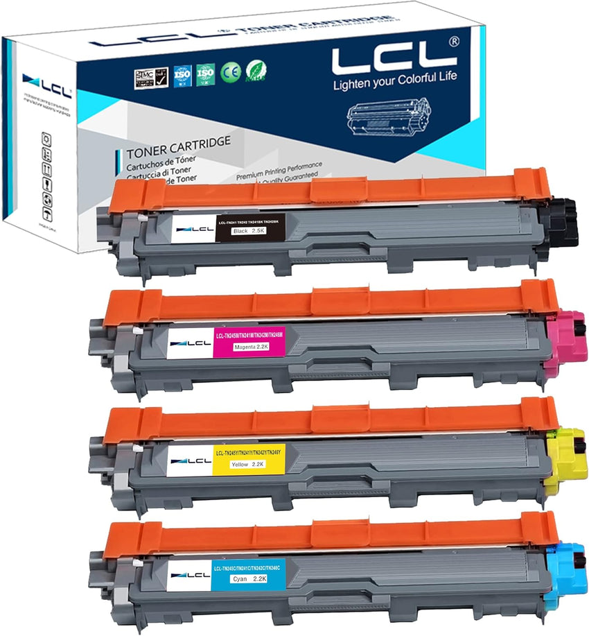 LCL TN241 TN245 Toner Cartridge Replacement for Brother TN241BK TN245C TN245M TN245Y for DCP-9015CDW DCP-9017CDW DCP-9020CDW DCP-9022CDW HL-3140CW HL-3142CW HL-3150CDN HL-3150CDW (4 Pack)