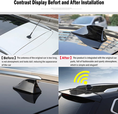 Heart Horse Universal Car Aerials Shark Fin Antenna Cover Car Trim AM/FM Signal Design Roof Antenna with Aerial Adhesive Base for Car SUV Truck Van (Black)