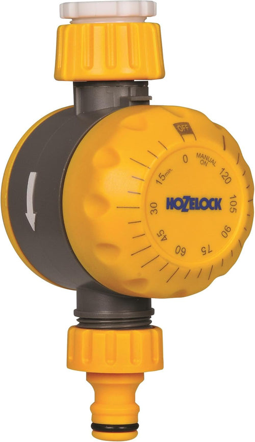 HOZELOCK - Manual Countdown Timer for Watering: Mechanical Switch, Compatible with Ã 21mm (1/2"), Ã 26.5mm (3/4") or Ã 33.3mm (1") Water Taps, Watering Duration 5 to 120 Min, Easy Connection [2210]