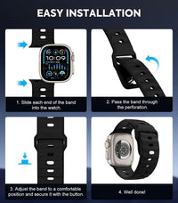 MoKo Ocean Band Compatible with Apple Watch Ultra 3/2/1 49mm,S11/S10 46mm,9/8/7 45mm,SE3/SE2/SE/6/5/4 44mm,3/2/1 42mm,Silicone Replacement Strap Wrist Band for Men Women, Black