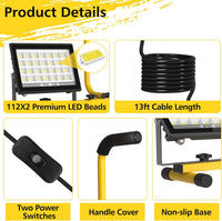 LED Tripod Work Light 11,000LM 2-Head IP66 13ft Cable Ã¢ÂÂ Portable