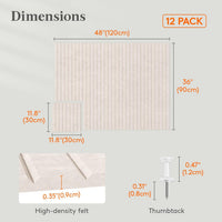 Felt Slatted Bulletin Board 120x90cm 12-Pack with Pushpins Oatmeal