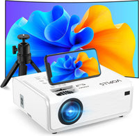 Mini Projector, VOPLLS Upgraded 1080P Full HD 14000L Video Projector Portable Outdoor Home Theater Movie Projector, 50% Zoom, Compatible with HDMI, USB, AV, Smartphone/Tablet/Laptop/PC/TV Box