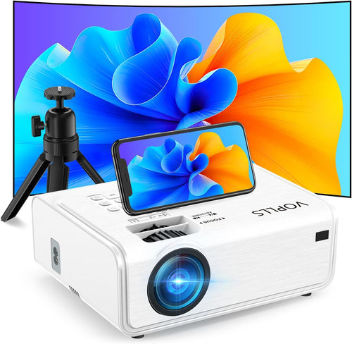 Mini Projector, VOPLLS Upgraded 1080P Full HD 14000L Video Projector Portable Outdoor Home Theater Movie Projector, 50% Zoom, Compatible with HDMI, USB, AV, Smartphone/Tablet/Laptop/PC/TV Box