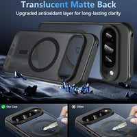OWKEY Google Pixel 9 Case, Google Pixel 9 Pro Case for Magsafe with Tempered Glass Screen Protector,[Shockproof Military] Magnetic Translucent Slim Bumper Cover Phone Case Pixel 9/Pixel 9 Pro,Black