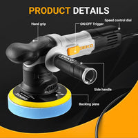 Dual Action Polisher 900W 150mm Pad 6-Speed Random Orbit 600â4000RPM â 150mm