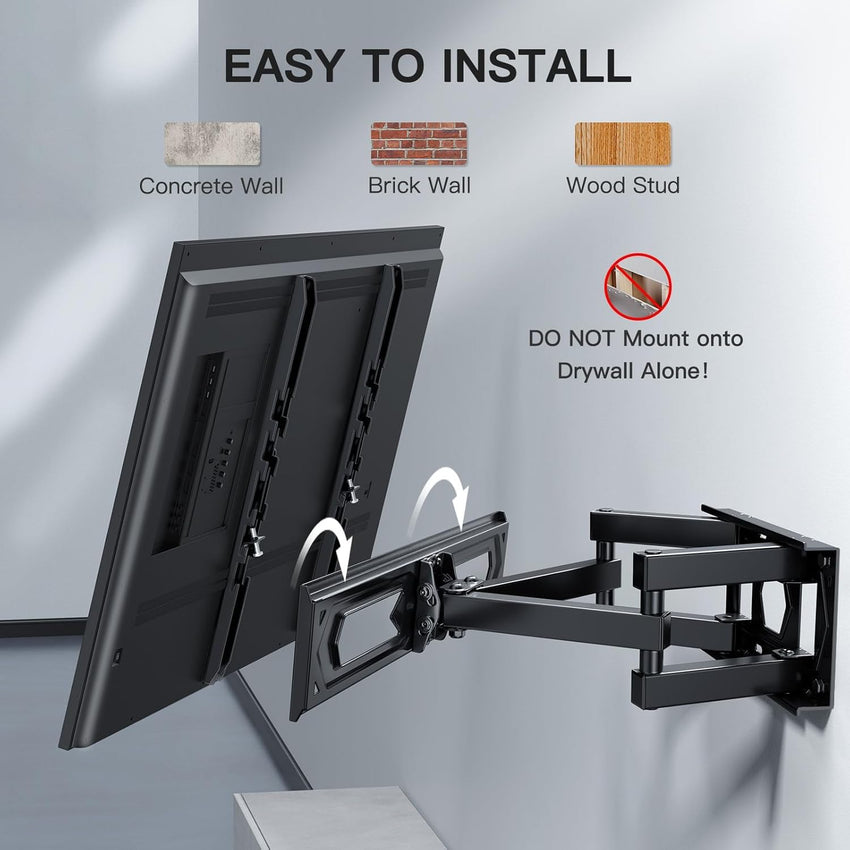 PERLESMITH TV Wall Bracket, Swivel Tilt TV Wall Mount for 26-65 Inch Flat & Curved TV up to 45kg, TV Bracket Max VESA 400x400mm