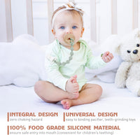 Silicone Pacifier Clip One-Piece Wooden Soother Design Fits Most Pacifiers â Sand & Light Grey