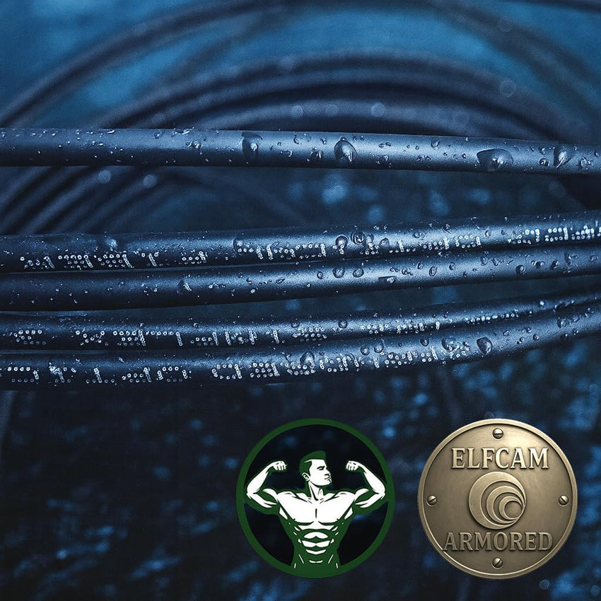Elfcam(R) - 10m/32.8ft Armored Fiber Optic Cable for Outdoor and Indoor SCA to SCA Simplex Singlemode, Compatible with FTTH Cables, 10 Meters