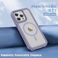 Ethanger for iPhone 13 Pro Max Case Shockproof Military Grade Protective Cover Compatible with MagSafe Heavy Duty Hard Back TPU Bumper Magnetic Phone Case, Light Purple