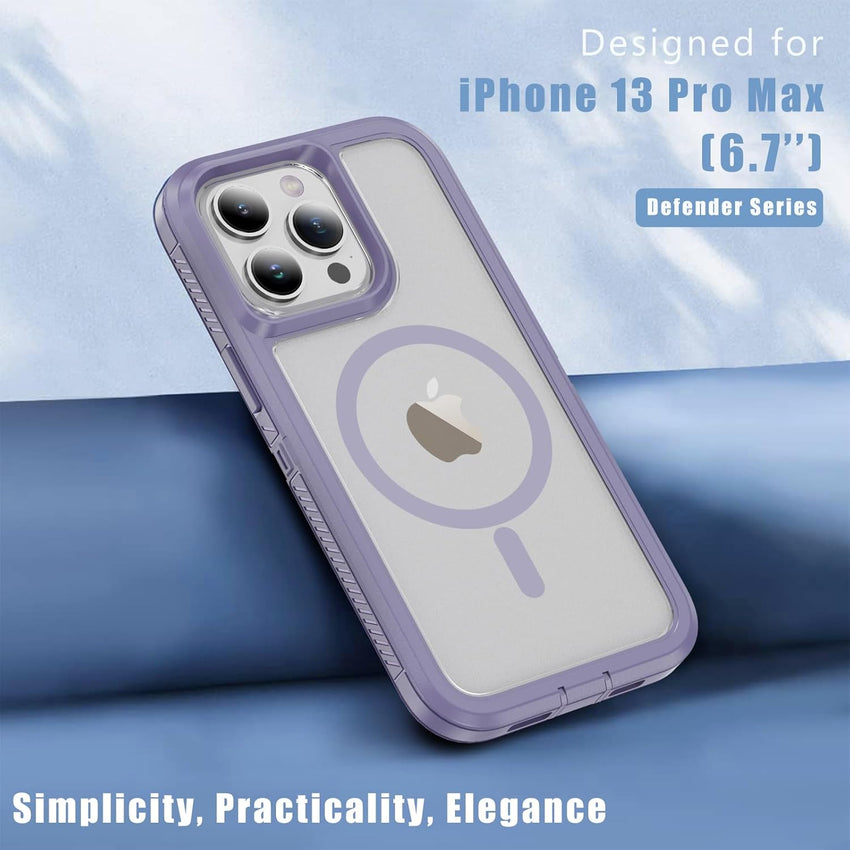 Ethanger for iPhone 13 Pro Max Case Shockproof Military Grade Protective Cover Compatible with MagSafe Heavy Duty Hard Back TPU Bumper Magnetic Phone Case, Light Purple