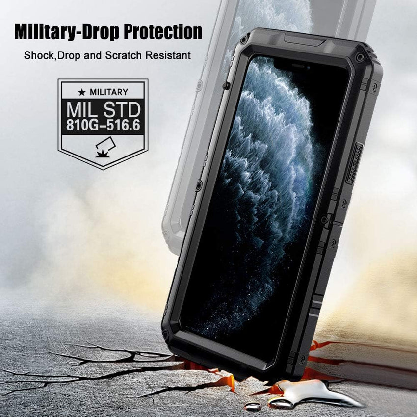 Beeasy iPhone 11 Pro Case Black, Shockproof Tough Heavy Duty, with Built-in Screen Protector 360 Degree Full Body Military Protective, Drop Proof Metal Cover for Outdoor Sport