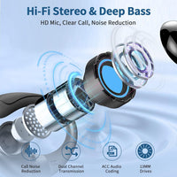 Wireless Earbuds, Bluetooth 5.4 Headphones Sport with 4 ENC Noise Cancelling Mic, 50H Wireless Headphones with Earhooks HiFi Stereo Deep Bass, IP7 Waterproof Bluetooth Earphones for Sport/Gym black