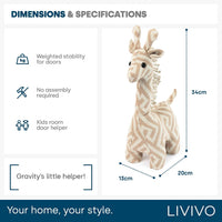 Weighted Door Stop Heavy Sand-Filled Fabric Cover - Giraffe