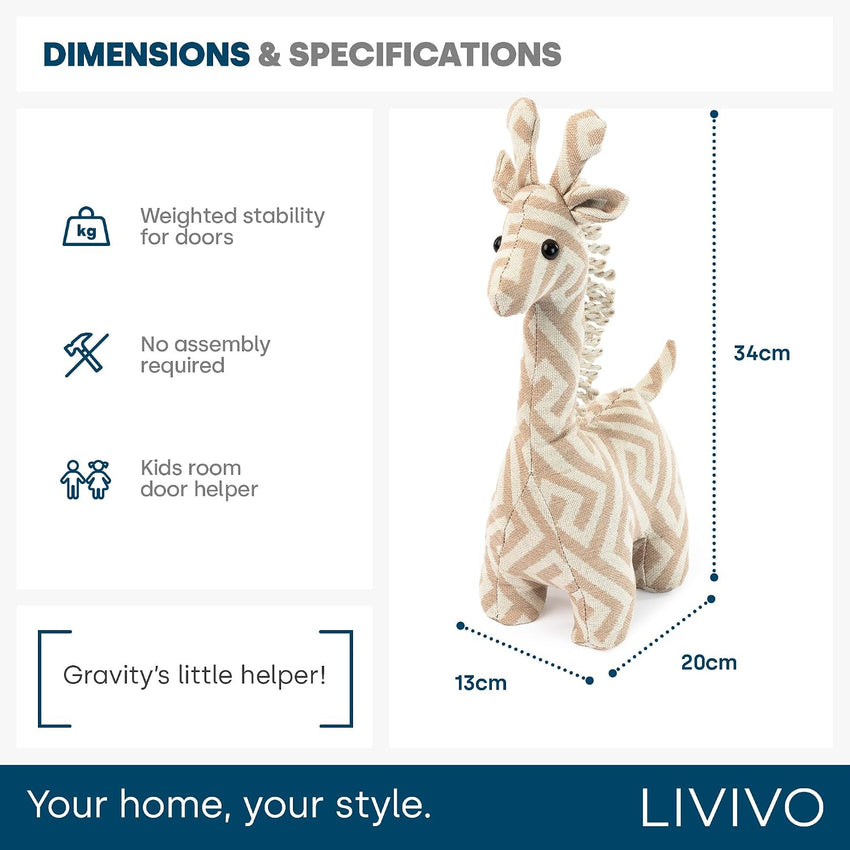 Weighted Door Stop Heavy Sand-Filled Fabric Cover - Giraffe