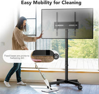 Mobile TV Stand 23-60in Height Adjustable Tilting Rolling Cart VESA 400x400mm Black