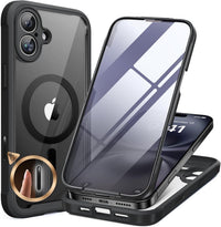 Miracase Magnetic Case for iPhone 16 Plus Case 6.7", [Upgraded Camera Control Cover],[Bubble Free] Built-in Tempered Glass Screen Protector, Full Body Bumper Case Compatible with Magsafe (Black)