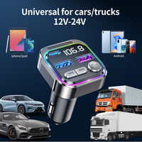 GizmoVine Bluetooth Car Adapter, Radio Receiver Audio FM Transmitter, Wireless Hands Free Phone Digital Kit, USB C QC PD 36W Fast Charger for 12V/24V Cigarette Lighter, U Disk MP3 Music Player Device