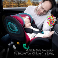 globalkids i-Size 360 Swivel Car Seat, Group 0+123 Car Seat with ISOFIX and Support Leg, ECE R129, 0-36 kg, 0-12years, 40cm-150cm, (Black Grey)