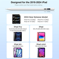 Stylus Pen for Ipad,Ipad Pencil for 2018-2024- Ipad Pen 3X Faster Charge/Work 11H with Palm Rejection/Tilt Sensitivity for iPad Pro 11/12.9/13'', iPad 6-10,iPad Air 11/13'',3-5,iPad Mini 5/6 (white)