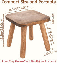YOUEON Small Wooden Stool, 24 cm Non-Slip One Step Stool for Adults Kids, Holds up to 300 Lbs, Portable & Sturdy, Small Footstool for Bedroom, Bathroom, Kitchen, Easy to Assemble