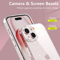YIRSUR Glitter Clear Case Compatible with iPhone 15 Plus, Soft TPU Bumper Anti-Scratch Shockproof Transparent Sparkly for iPhone 15 Plus