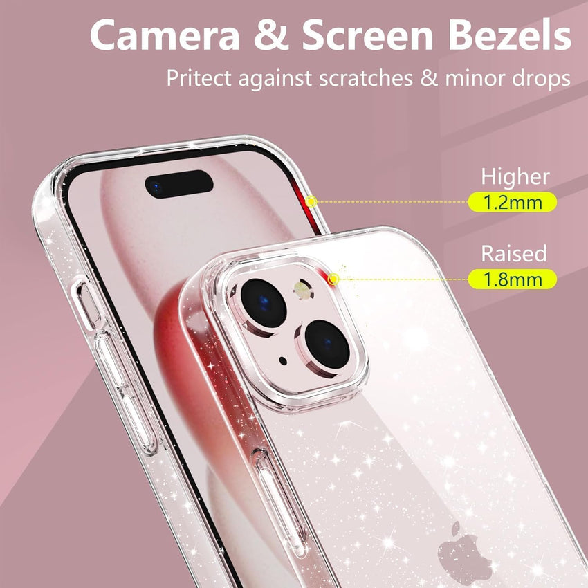 YIRSUR Glitter Clear Case Compatible with iPhone 15 Plus, Soft TPU Bumper Anti-Scratch Shockproof Transparent Sparkly for iPhone 15 Plus