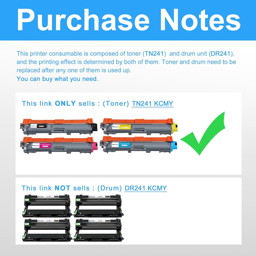 LCL TN241 TN245 Toner Cartridge Replacement for Brother TN241BK TN245C TN245M TN245Y for DCP-9015CDW DCP-9017CDW DCP-9020CDW DCP-9022CDW HL-3140CW HL-3142CW HL-3150CDN HL-3150CDW (4 Pack)